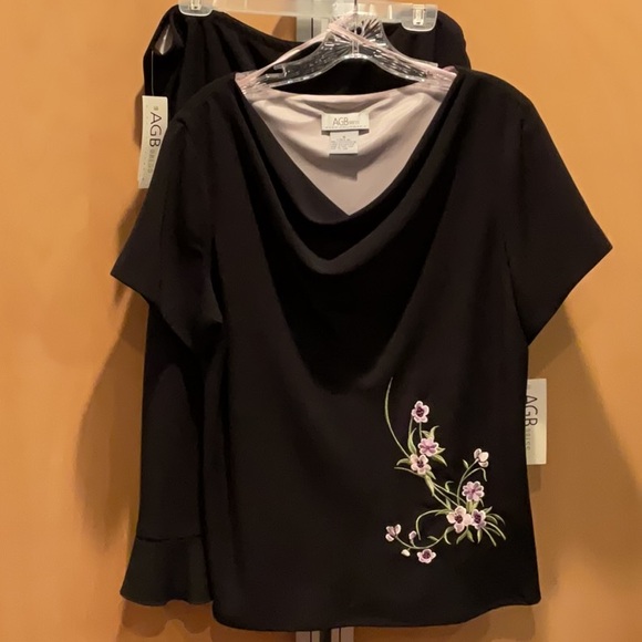 💖NWT AGB 2 pc black sz 16 skirt set💖 - Picture 1 of 7